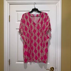 Pink and green beach cover up